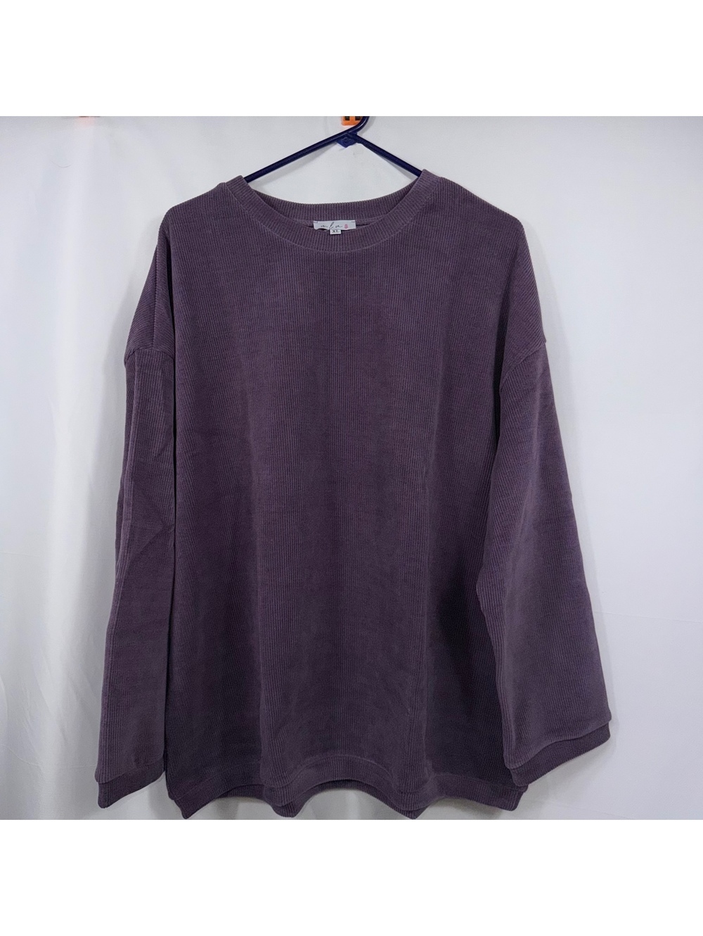 Boutique XL Purple Oversized Ribbed Pullover NWOT